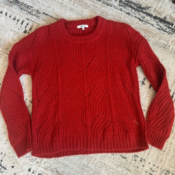 Madewell Red Charley Pullover Alpaca Blend Knit Sweater Preppy Holiday - Picture 6 of 11